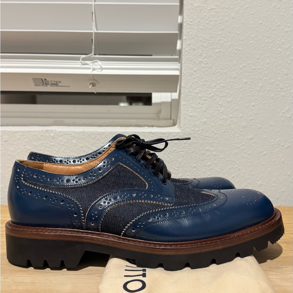 Louis Vuitton Blue Brogue Men's Shoes